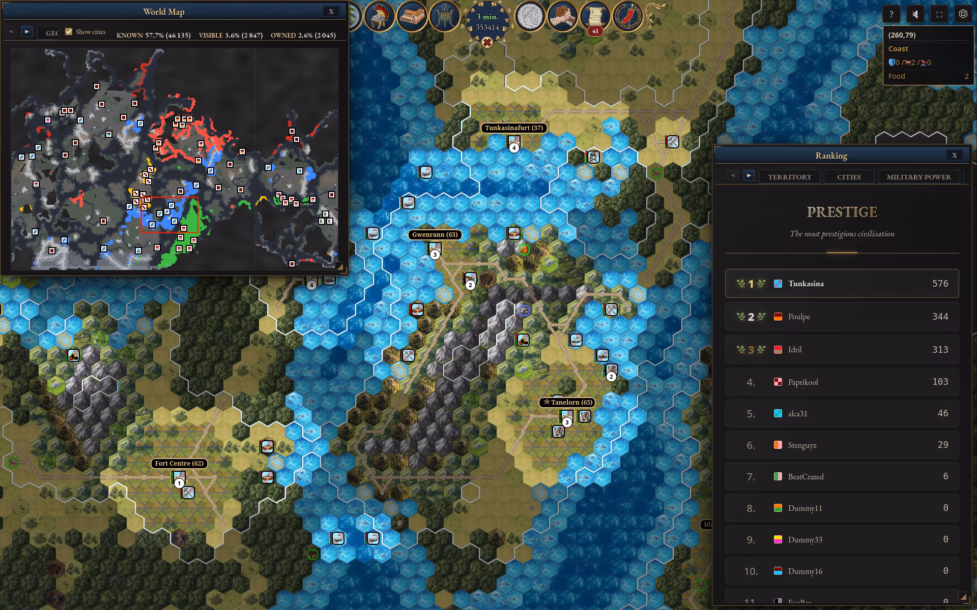 Rankings and territories of Klod Online